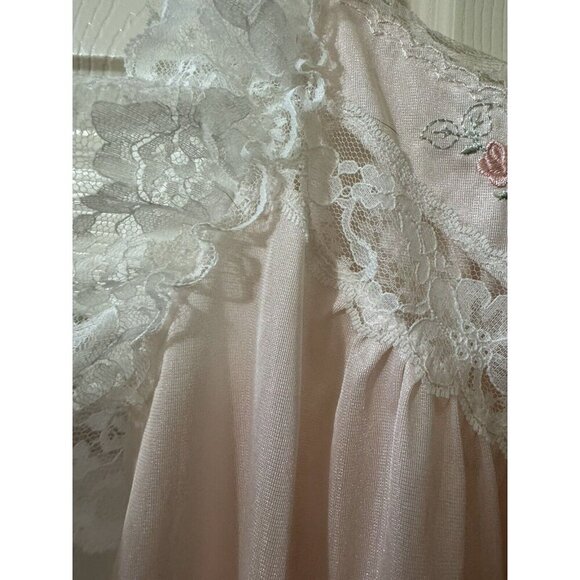 Vintage Lace Nightgown Peach Embroidery Rose Semi Sheer Drape Apostrophe Medium - Picture 4 of 9